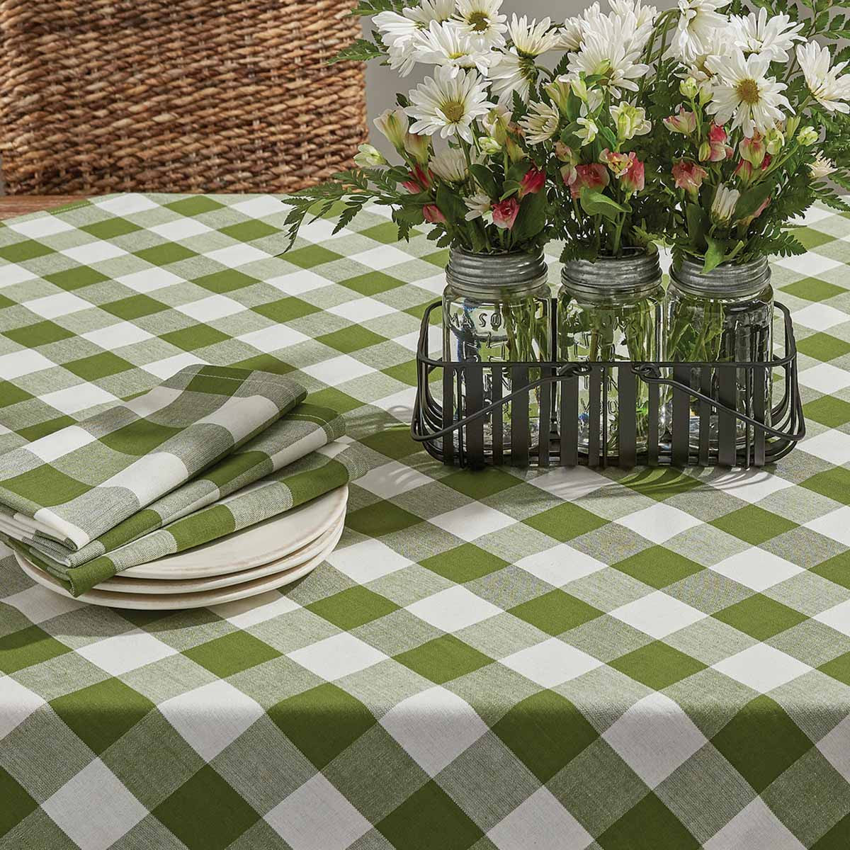 Park Design Wicklow Sage and Cream Buffalo Check Tablecloths - 54 x 54 Inches
