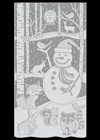 Heritage Lace Snowman Scenic Panel Curtain White 38 X 76 Inches
