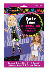 Melissa & Doug Scratch Art Dance Party Time Fashion Sticker Fun Kit 2 Models, 35+ Stickers Ages 5 to 95 - Olde Church Emporium