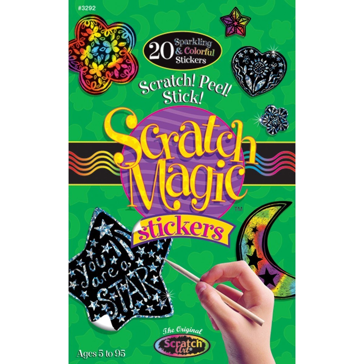 Melissa and Doug Silver & Rainbow Scratch Art Stickers (3292) Ages 5 to 95 [Home Decor]- Olde Church Emporium
