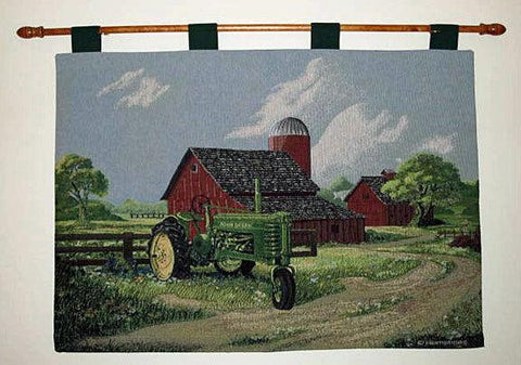 Spirit of America John Deere American Farm Tapestry Wall Hanging Made in USA 68" x 51" - Olde Church Emporium