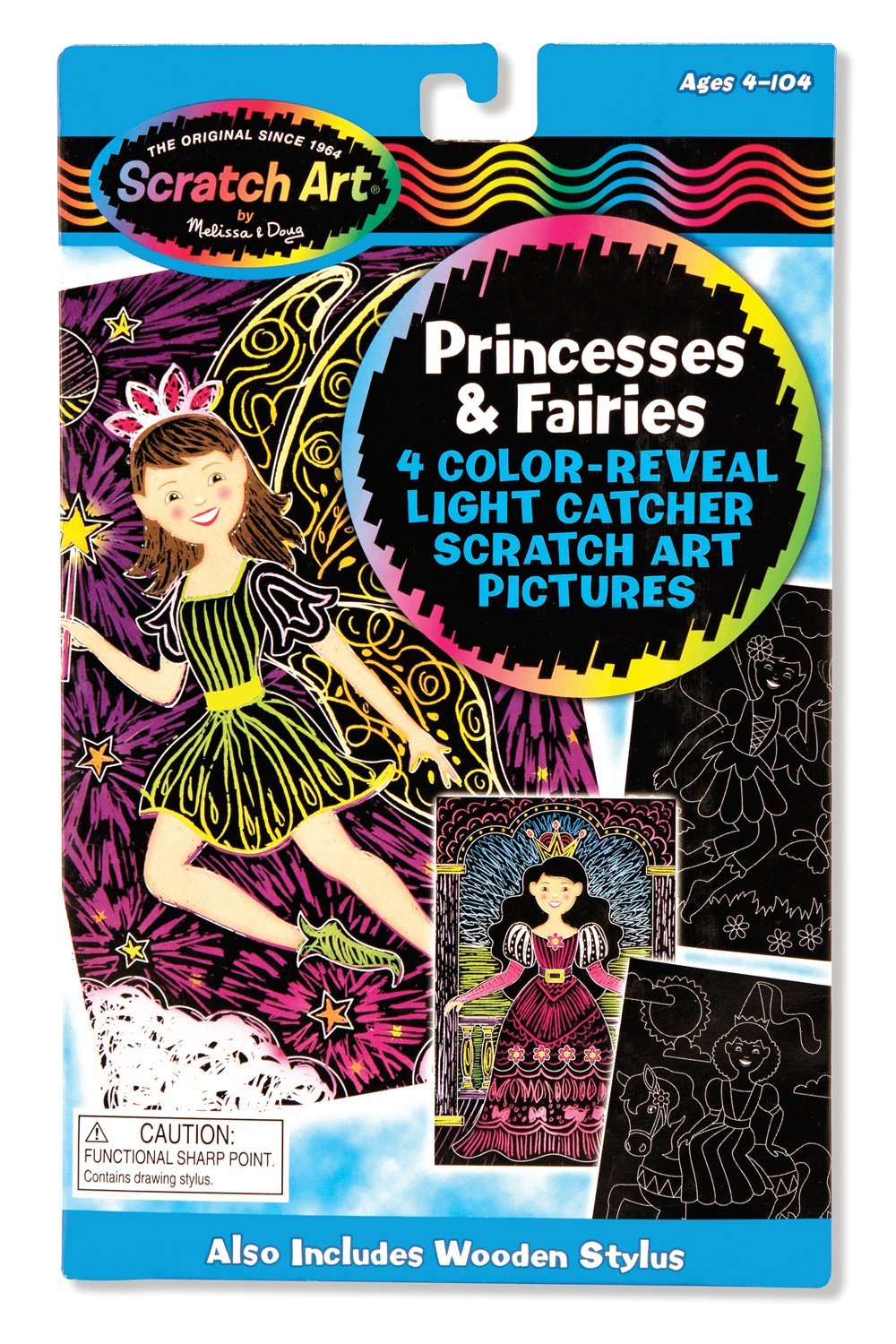 Melissa & Doug  - Scratch Art Color Reveal Light Catcher Pictures Princesses and Fairies Ages 4 to 104 [Home Decor]- Olde Church Emporium