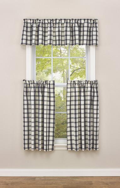 Park Salt & Pepper Check Unlined Valance 72 x 14 Inches Country Farmhouse - Olde Church Emporium