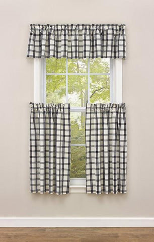 Park Salt & Pepper Check Unlined Valance 72 x 14 Inches Country Farmhouse - Olde Church Emporium