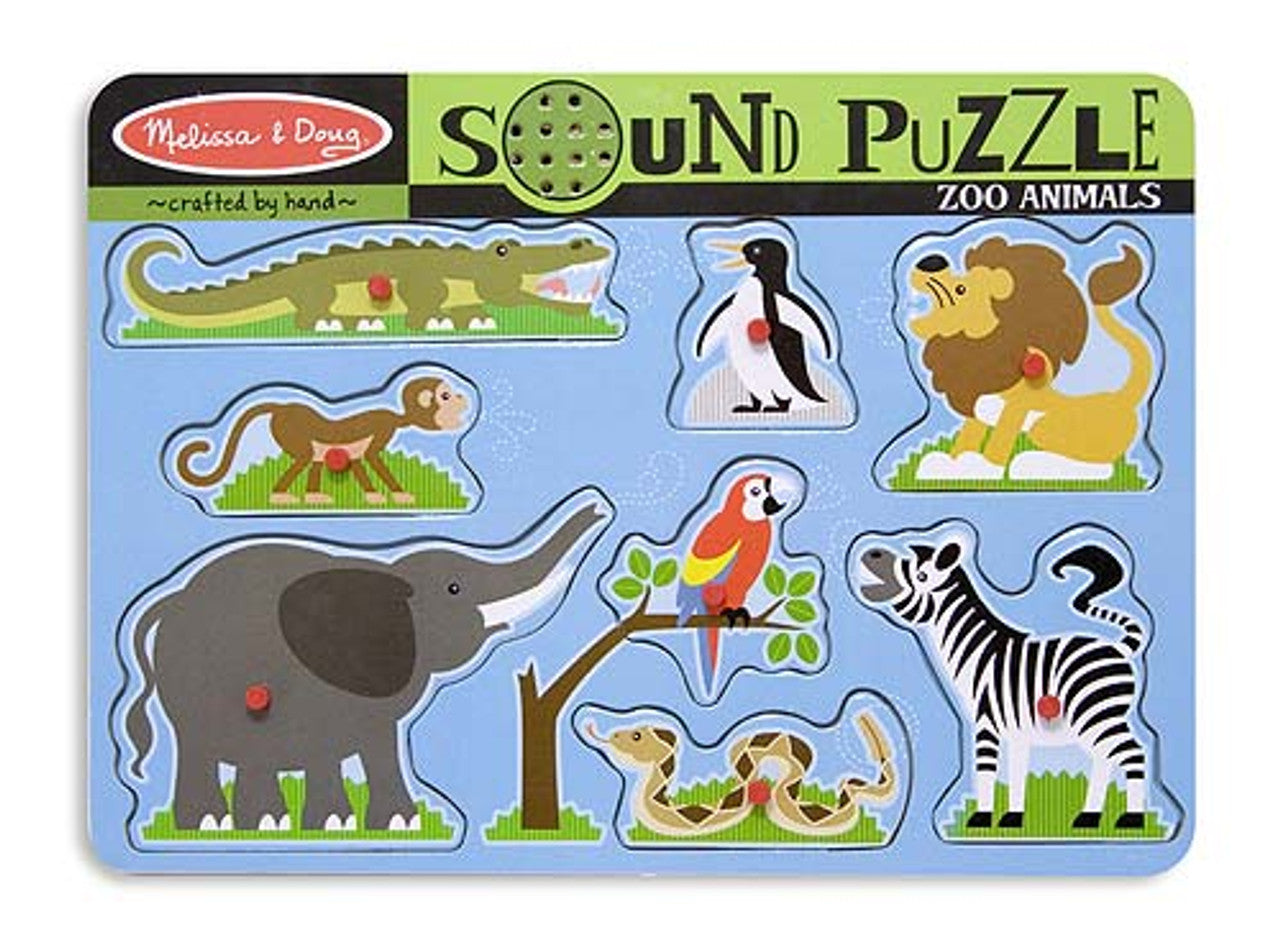 Melissa and Doug Sound Puzzle Zoo Animals Ages 3+ Item # 727 Hand Crafted