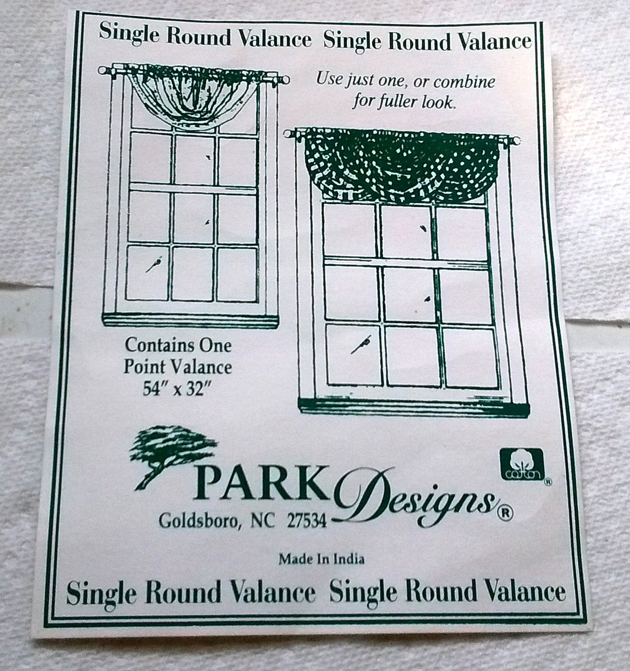 Park Designs - Sturbridge Black Single Round Valance 54 x 22 Inches - Olde Church Emporium