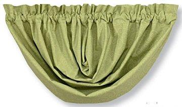 Bella Leaf and persimmon single round Lined Valances 54" x 32"- colors with dotted scroll pattern - Olde Church Emporium