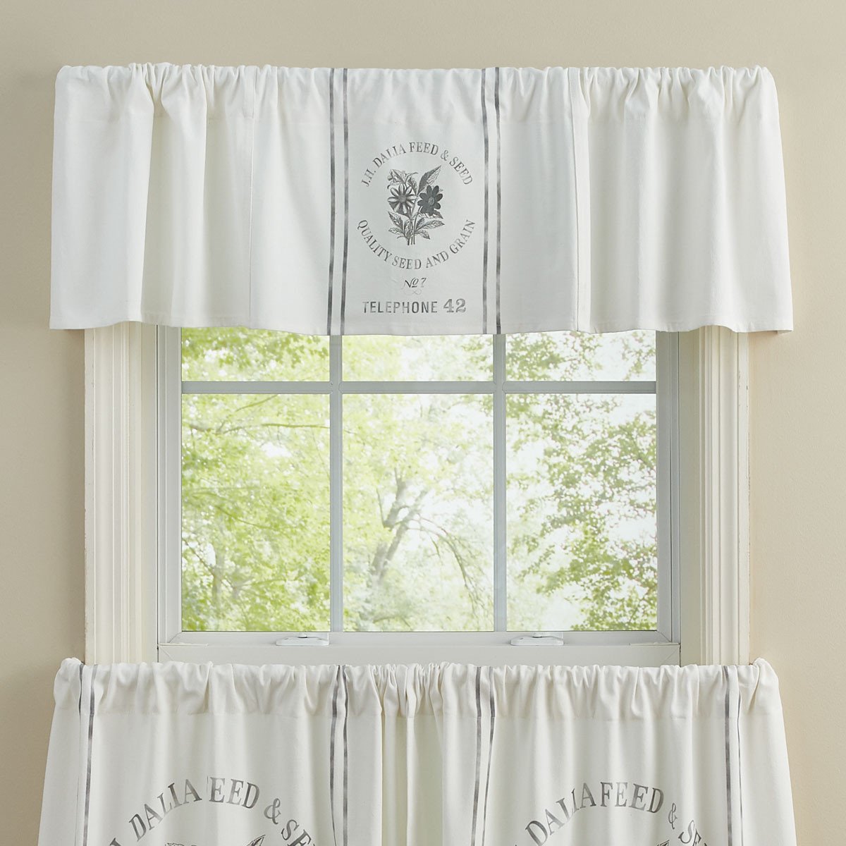 Park Design Seed Sack Unlined Window Valance  60 x 14 Inches - Olde Church Emporium