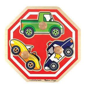 Melissa & Doug Fresh Start Kids Jumbo Knob Puzzle 3 Pc Wooden Stop Sign Vehicles Ages 1+