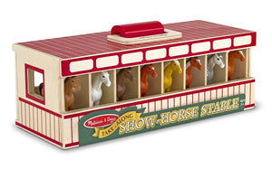 Melissa & Doug - Take Along Show-Horse Stable Play Set With Wooden Stable Box and 8 Toy Horses [Home Decor]- Olde Church Emporium