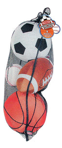 Melissa & Doug - Sports Throw Pillows With Mesh Storage Bag - Plush Basketball, Baseball, Soccer Ball, and Football [Home Decor]- Olde Church Emporium