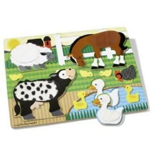 Melissa and Doug Touch and Feel Farm Animals Wooden Puzzles  2 Sizes Ages 18months+ - Olde Church Emporium