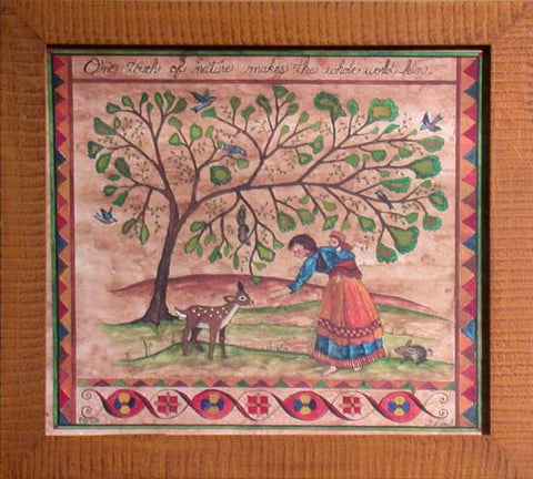Fraktur -Touch of Nature American Folk Art, Collectible, Affordable Art