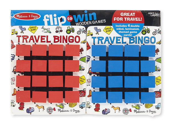 Melissa & Doug - Flip to Win Travel Bingo Game - 2 Wooden Game Boards, 4 Double-Sided Cards - Olde Church Emporium
