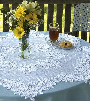Heritage Lace - Tea Rose Collection - Curtains and Tabletop Accessories in White and Ecru - Olde Church Emporium
