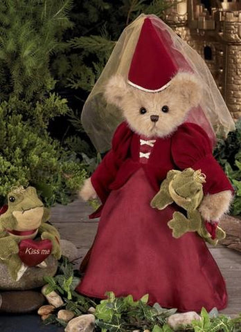 Bearington - Princess Truelove Plush Valentines Bear with Frog 14 Inches and Retired - Olde Church Emporium