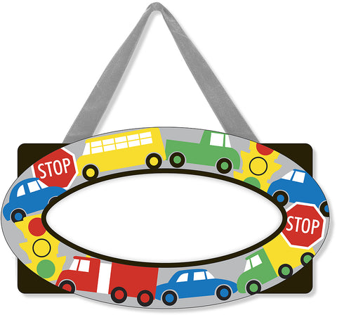 Melissa & Doug - Wooden Door Plaque: Vehicles - Personalized Name Door Sign