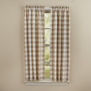 Park Designs - Wicklow Check Panels Pair Natural - 72 x 63 Inches Unlined Farmhouse Country - Olde Church Emporium