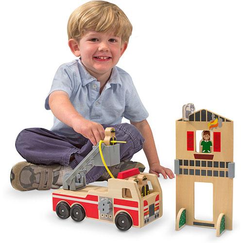 Melissa and Doug Whittle World Wooden Fire Rescue Set 7 Pieces - Olde Church Emporium