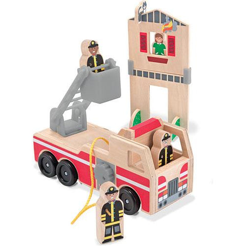 Melissa and Doug Whittle World Wooden Fire Rescue Set 7 Pieces - Olde Church Emporium
