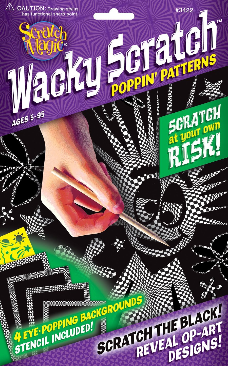 Melissa & Doug Scratch Art Scratch Magic Wacky Scratch Poppin' Patterns Activity Kit Ages 5 to 95 - Olde Church Emporium