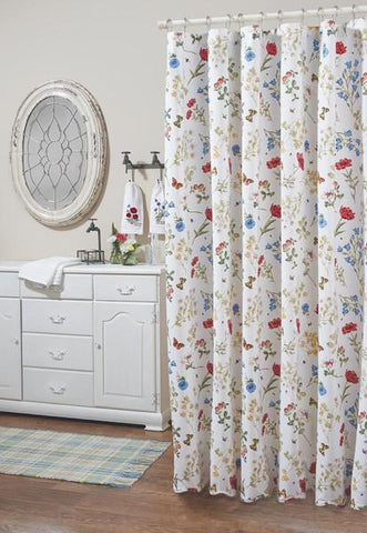 Park Designs Wildflower Scalloped Shower Curtain, 72 by 72 Inches Free Shipping - Olde Church Emporium