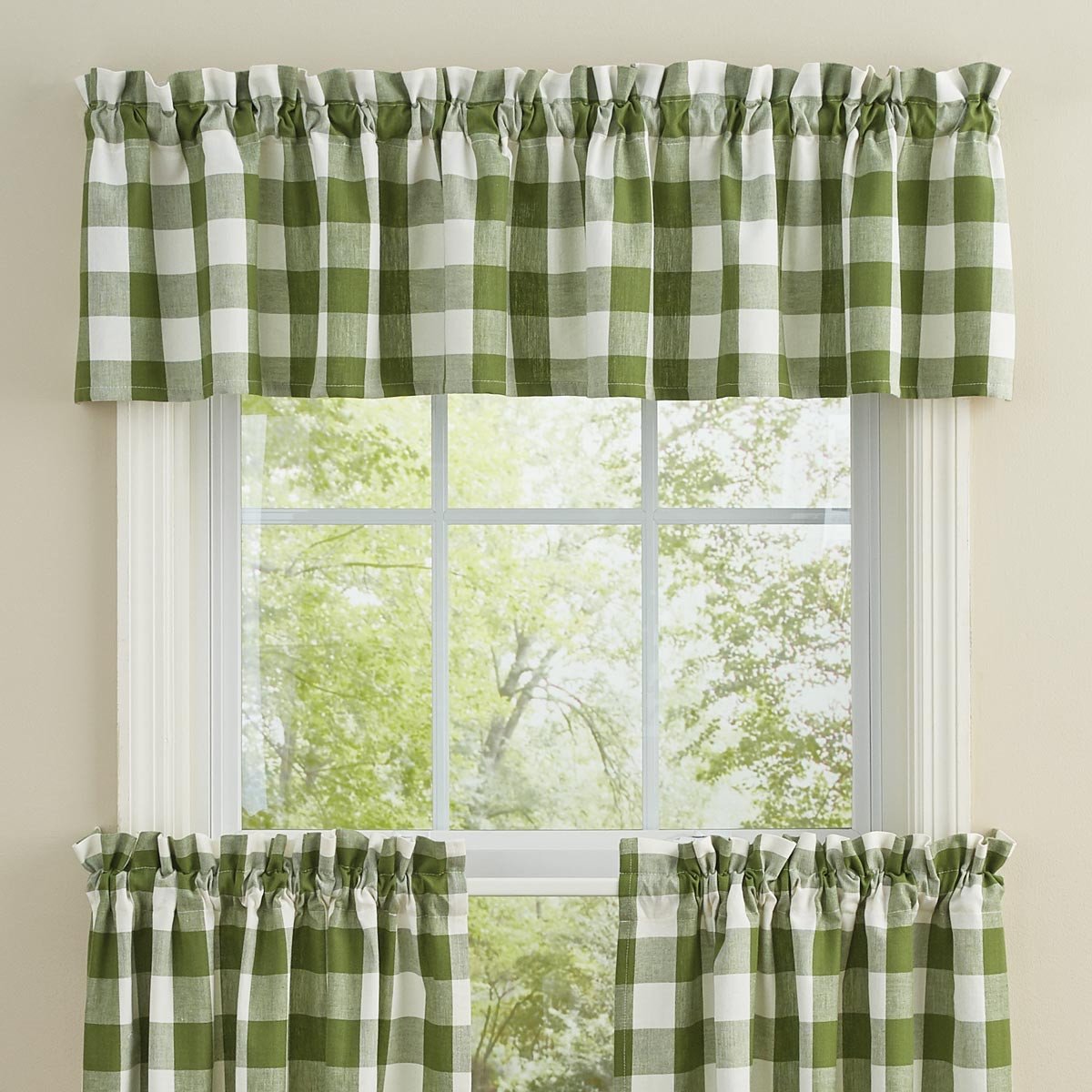 Park Wicklow Sage and White Check Valance - Olde Church Emporium