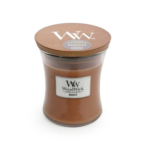 WoodWick Candle - Biscotti - Small 3.4oz Burn Time 40 Hours - Olde Church Emporium