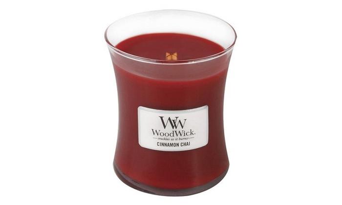 WoodWick Candle - Cinnamon Chai - Small 3.4oz Burn Time 40 Hours - Olde Church Emporium