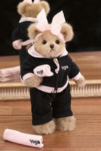 Bearington Zoe Zen Bear W Yoga Mat Sweatsuit Hoodie Black & Pink Stuffed Plush Collectible Retired - Olde Church Emporium